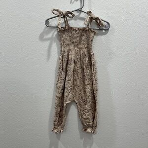 Rylee + cru Floral Tan Kids romper jumpsuit dragonfly 12-18mo